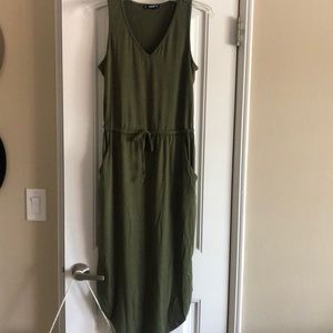 Army green casual dress.